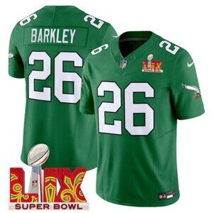 Mens Youths Womens Barkley #26 Philadelphia Eagles Green Super Bowl LIX Jersey